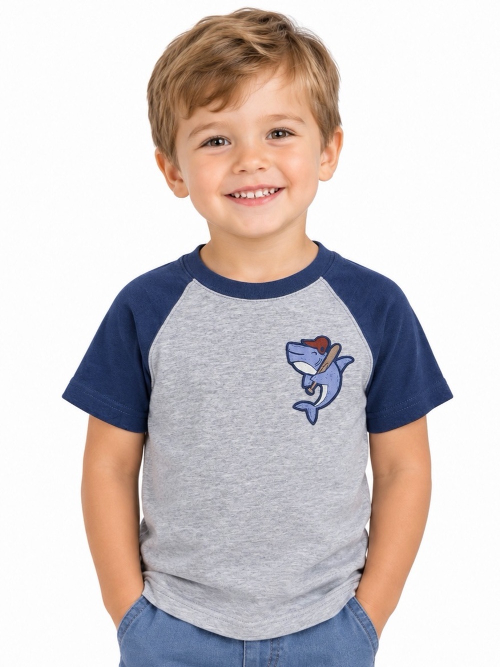 Carter's Navy & Gray Shark Raglan Short-Sleeve Tee